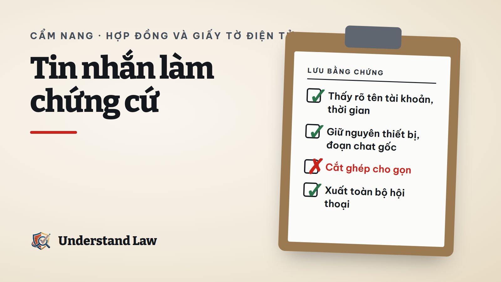 Bảng kiểm lưu bằng chứng tin nhắn, email khi có tranh chấp