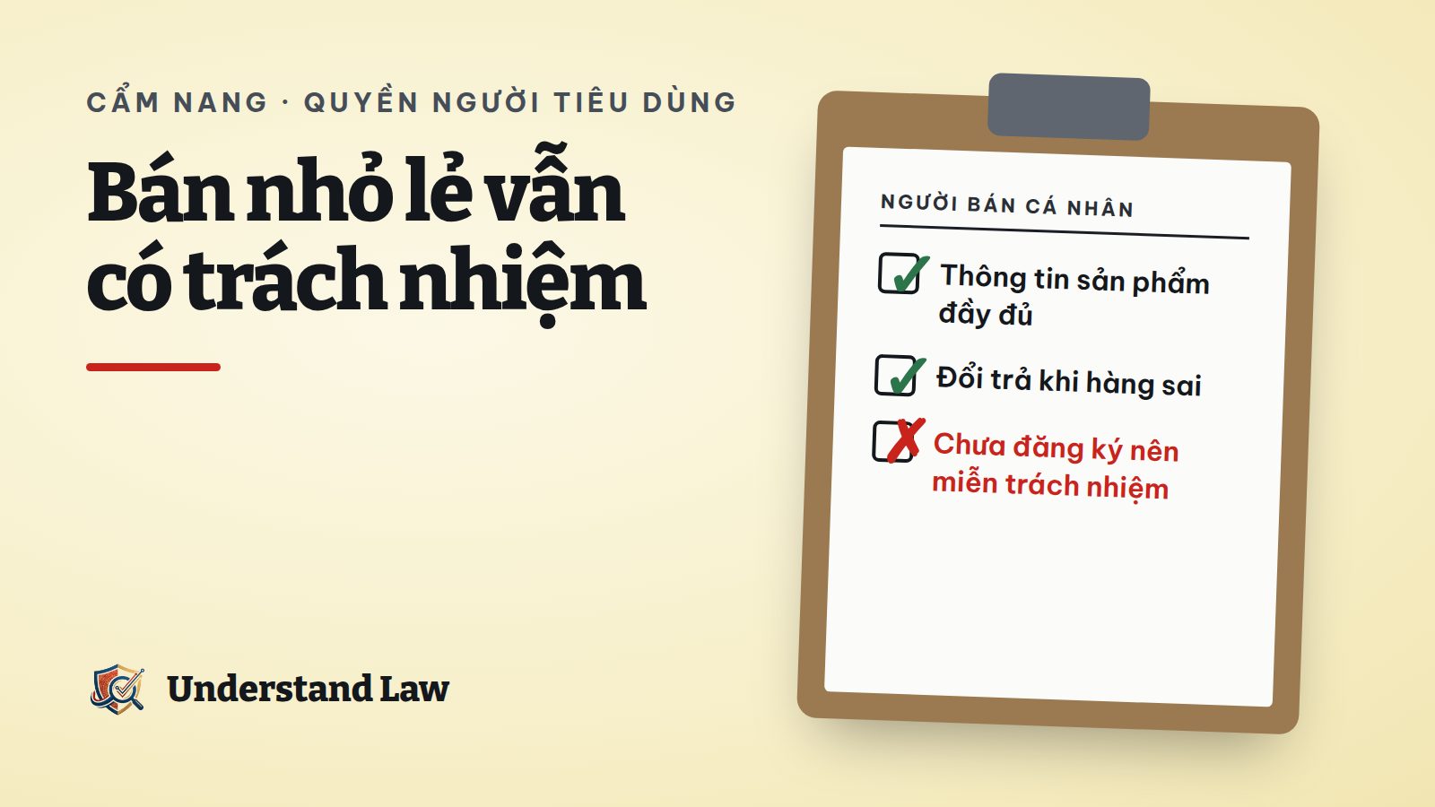 Bảng kẹp giấy liệt kê trách nhiệm của người bán cá nhân online