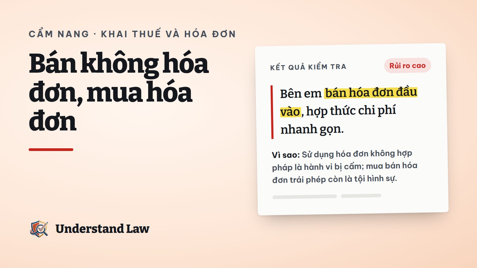 Kết quả kiểm tra rủi ro cao cho lời mời mua hóa đơn đầu vào