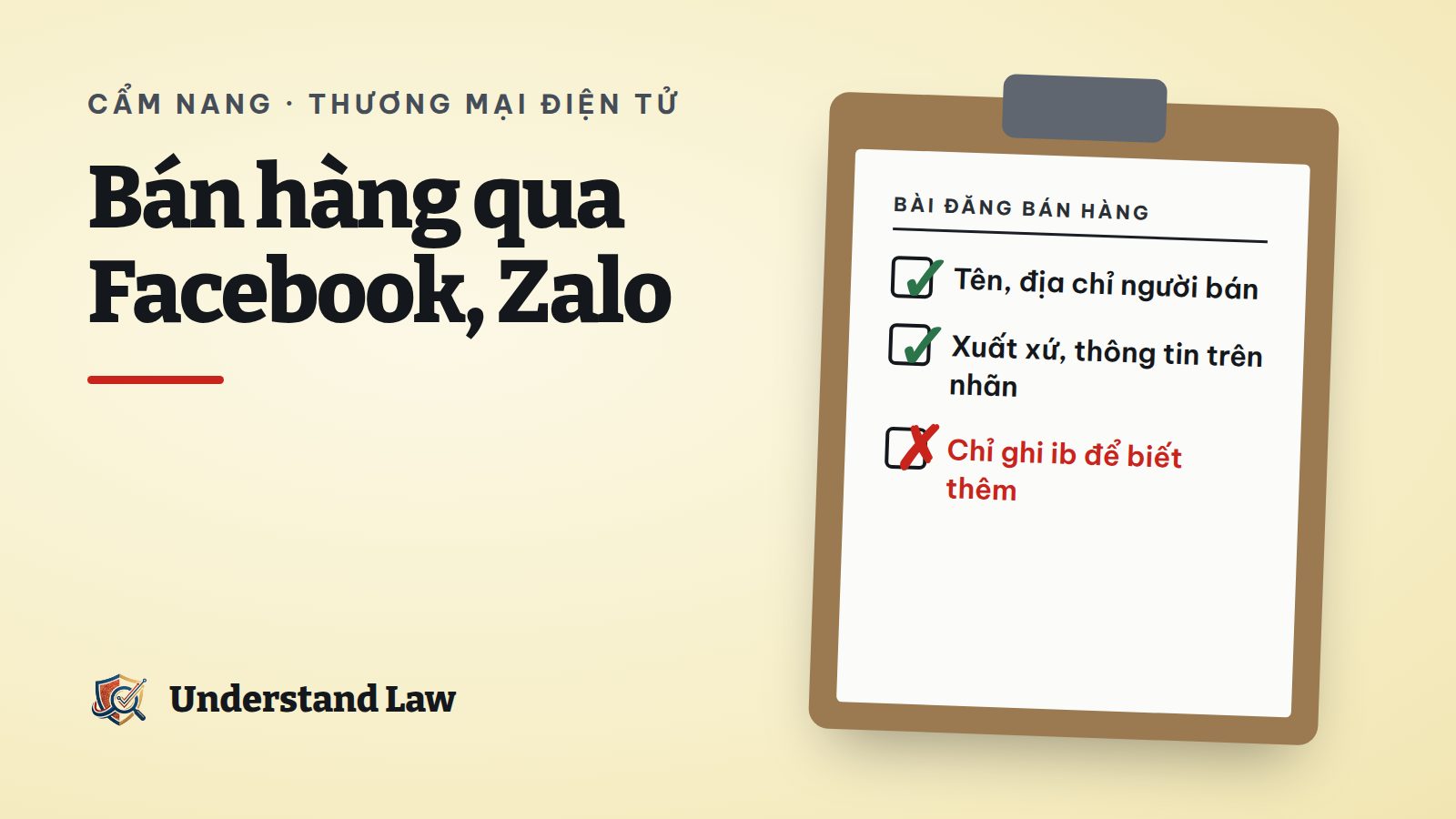 Bảng kẹp giấy liệt kê thông tin người bán qua mạng xã hội cần công khai