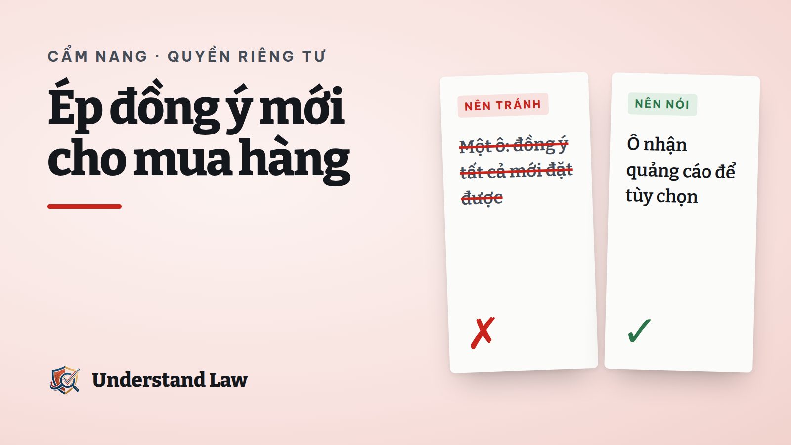Hai thẻ so sánh cách xin đồng ý trong form đặt hàng