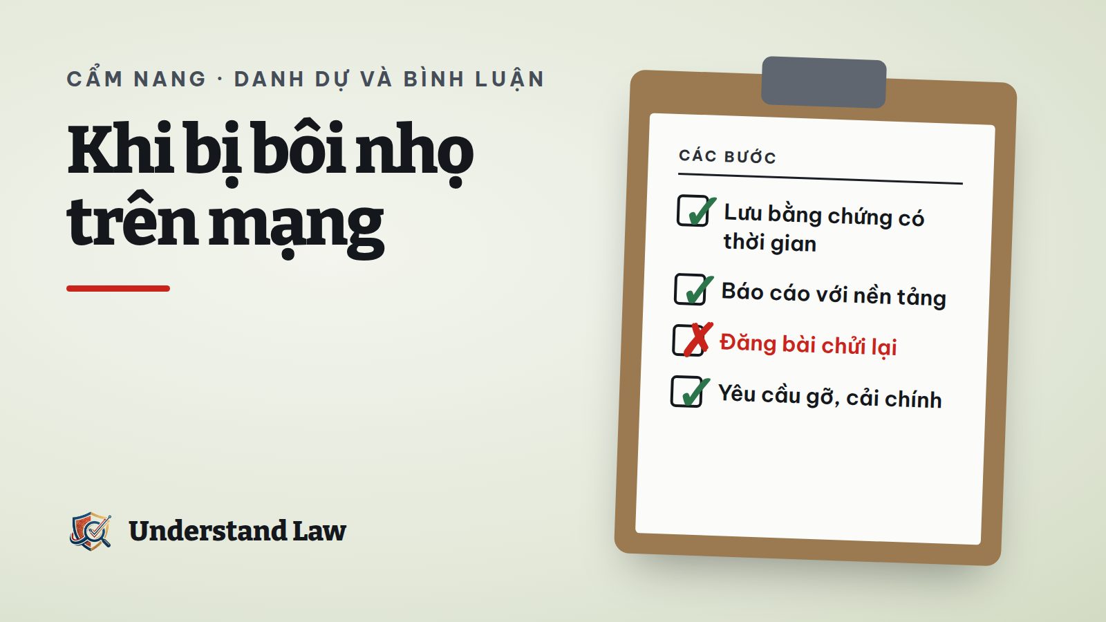 Bảng kiểm các bước khi bị bôi nhọ trên mạng xã hội