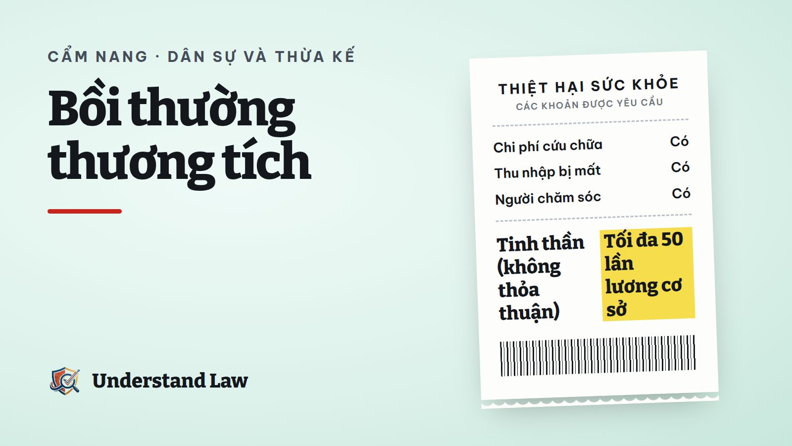 Hóa đơn viện phí và băng gạc đặt cạnh tờ đơn yêu cầu bồi thường