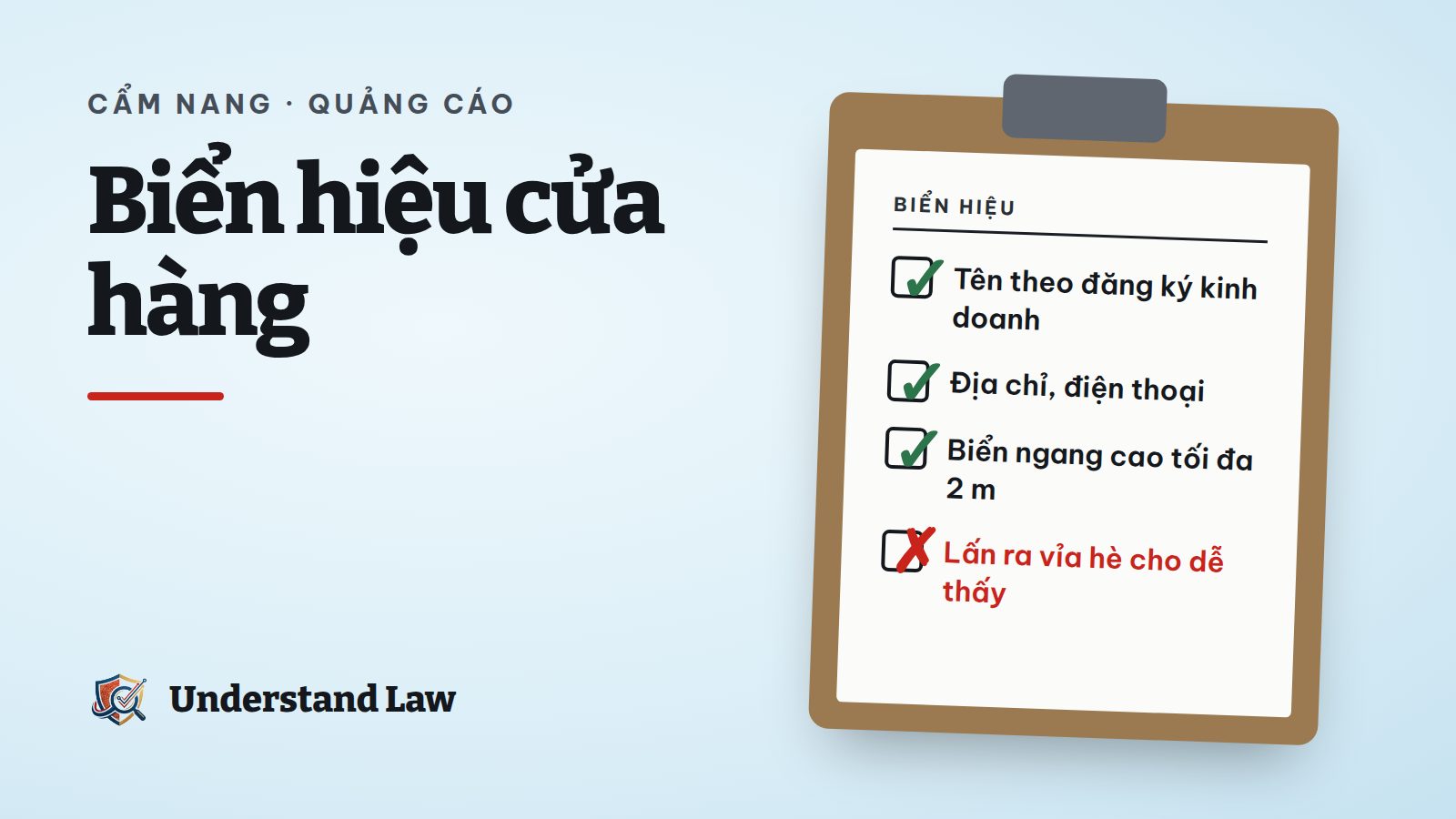 Bảng kiểm nội dung và kích thước biển hiệu cửa hàng