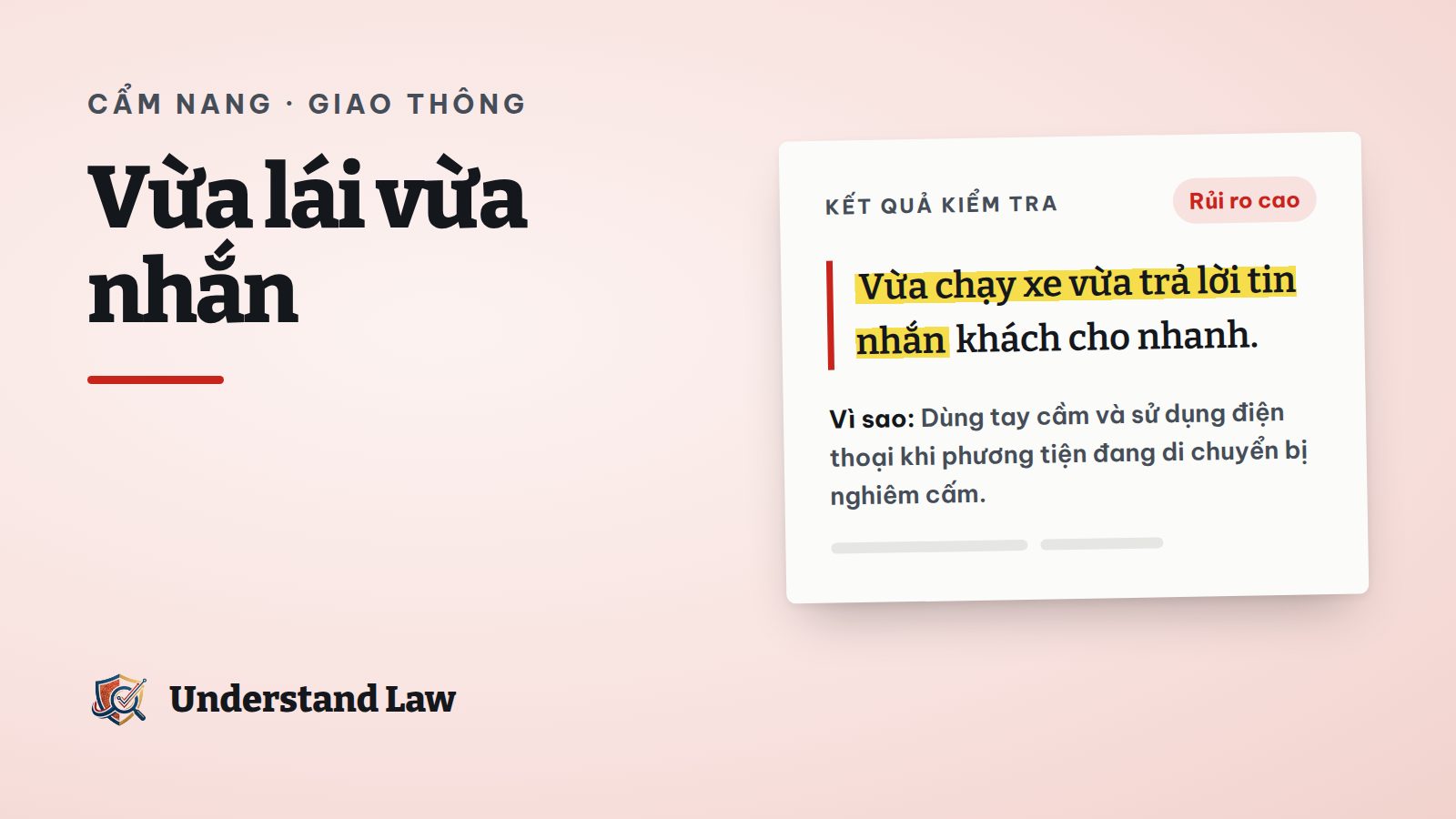 Bàn tay cầm điện thoại trên tay lái xe máy bị gạch chéo