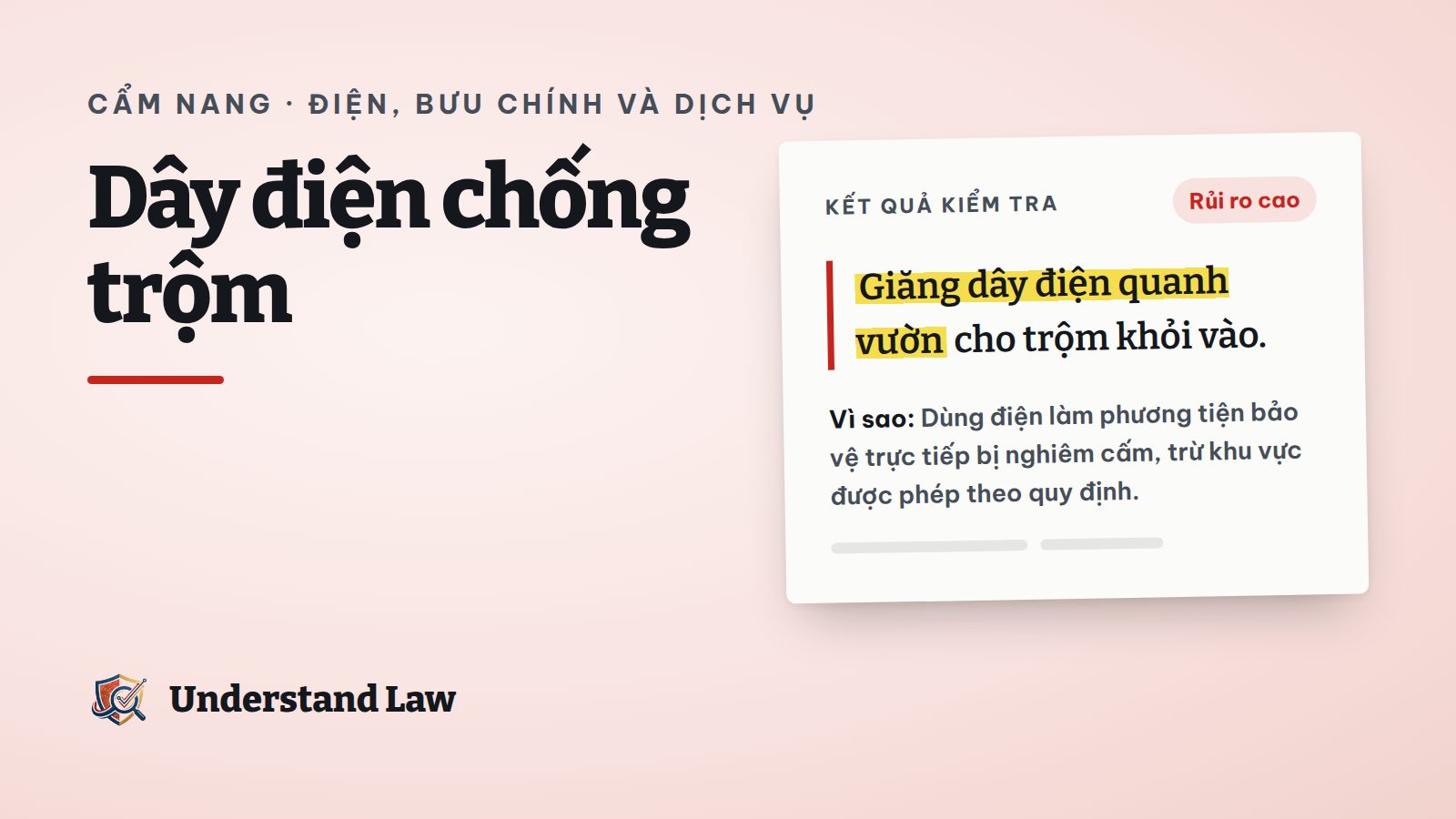 Hàng rào vườn quấn dây điện có biển nguy hiểm chết người