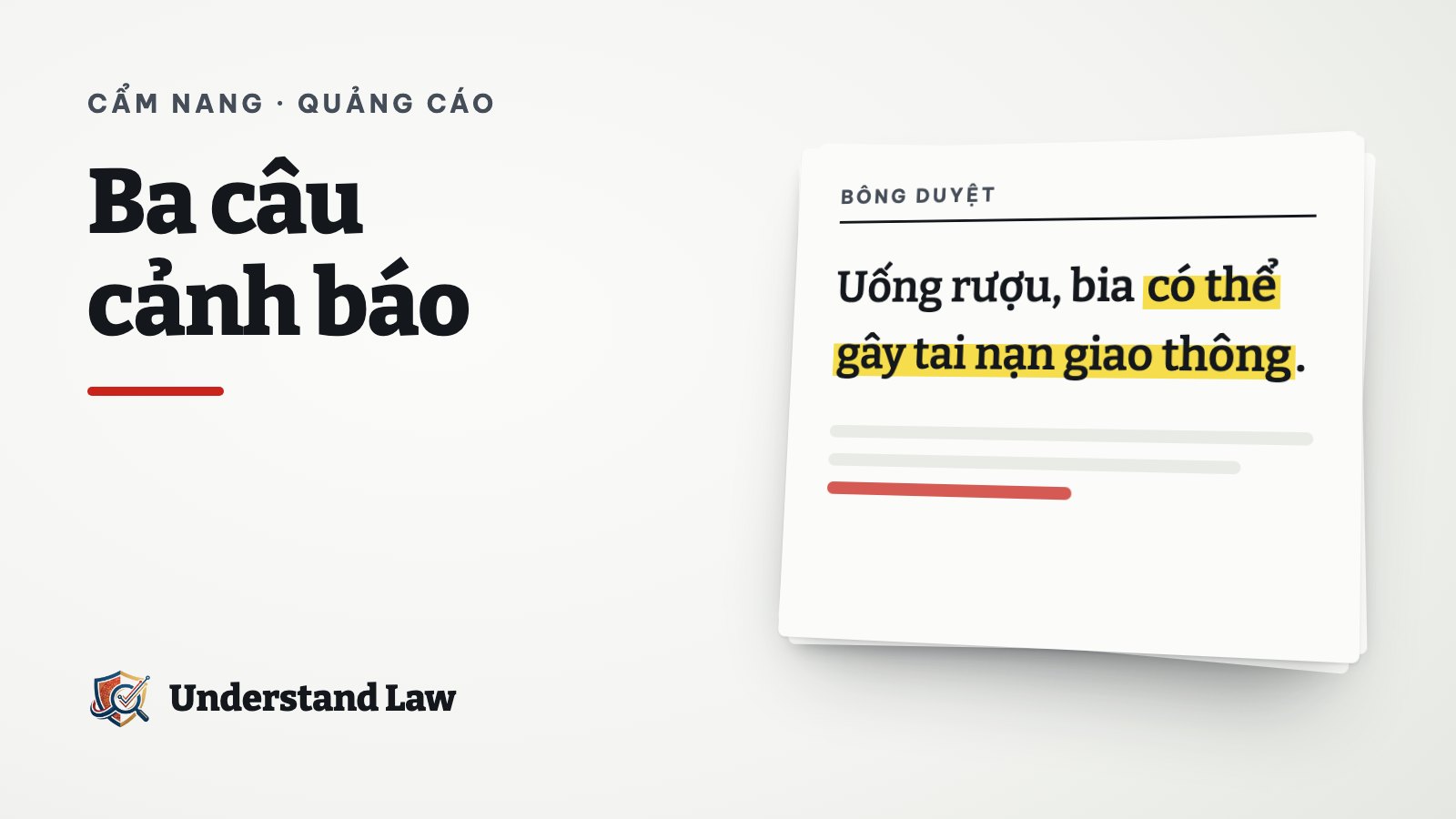 Tờ bông duyệt với câu cảnh báo bắt buộc trong quảng cáo rượu bia được tô vàng