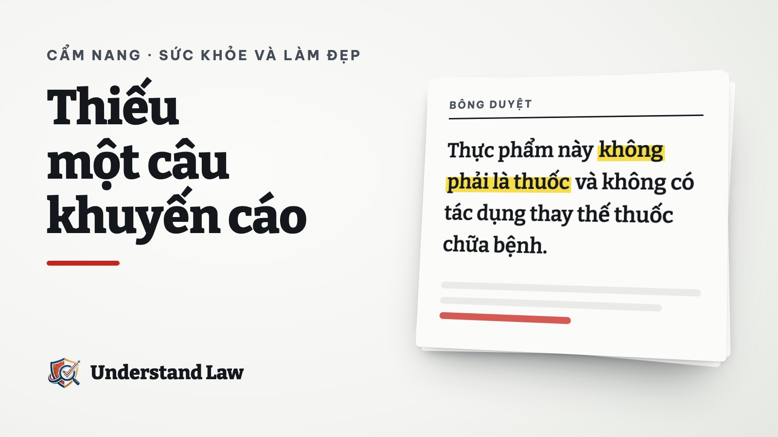 Tờ bông duyệt với câu khuyến cáo bắt buộc của thực phẩm bảo vệ sức khỏe được tô vàng