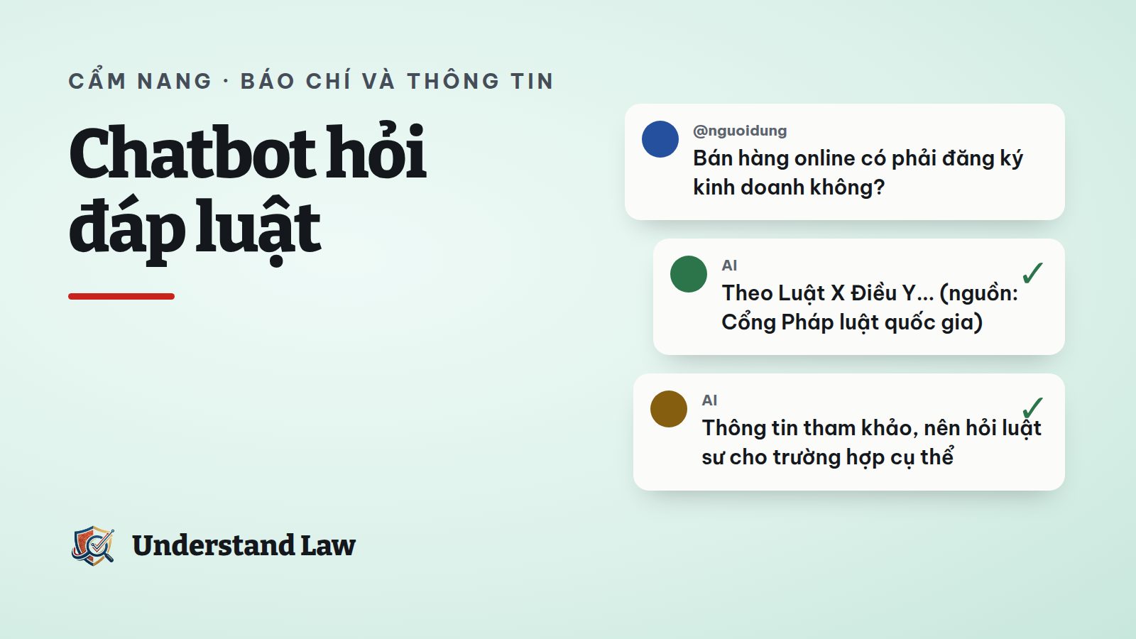 Khung chat AI trả lời câu hỏi pháp luật kèm nhãn cảnh báo