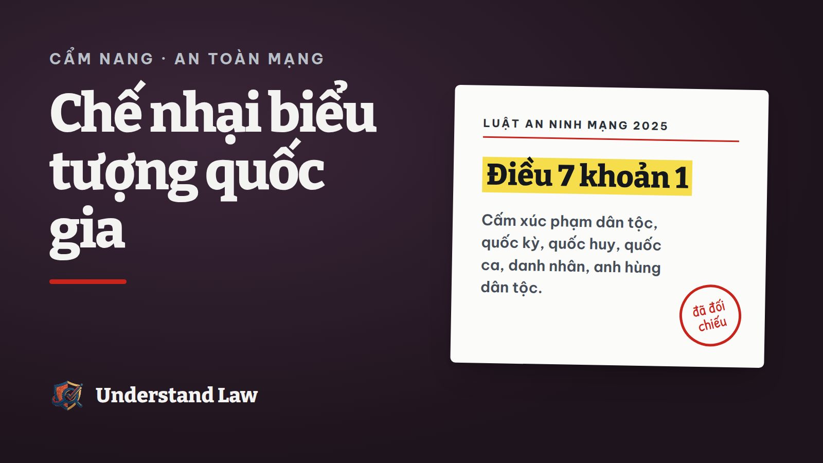 Thẻ trích Luật An ninh mạng 2025 về cấm xúc phạm quốc kỳ, quốc ca, anh hùng dân tộc