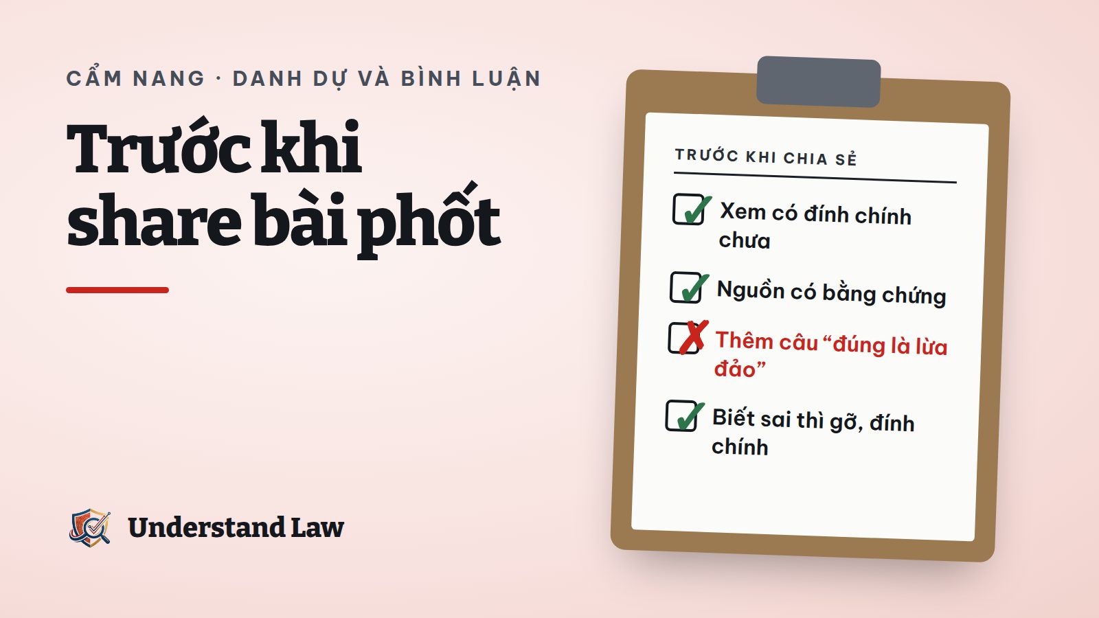 Bảng kiểm trước khi bấm chia sẻ bài bóc phốt
