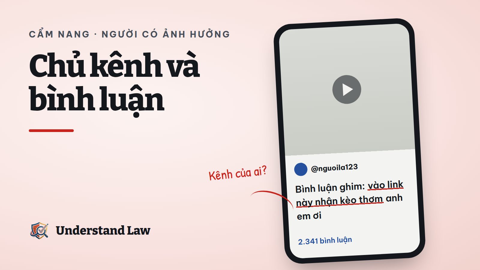 Khung điện thoại với bình luận chứa link cá cược dưới video