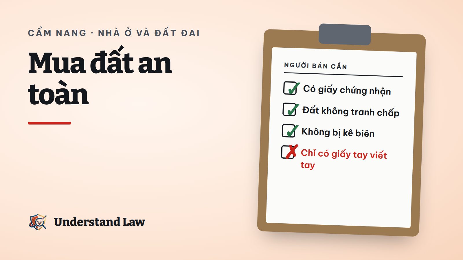 Mảnh đất có cọc mốc và tấm giấy chứng nhận quyền sử dụng đất