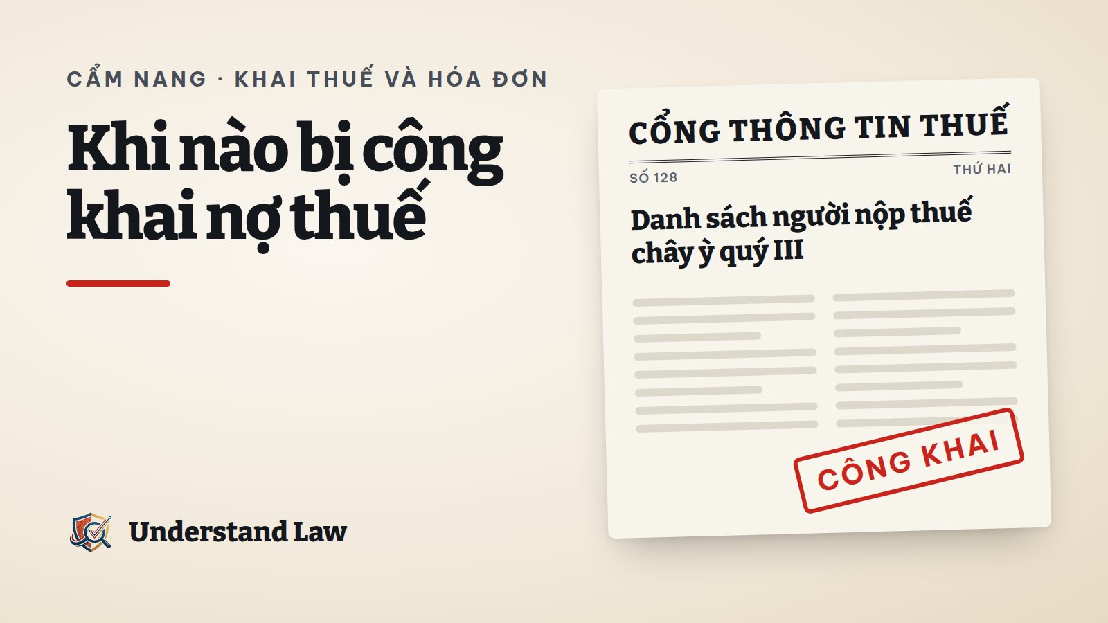 Trang bản tin công khai danh sách người nộp thuế chây ỳ