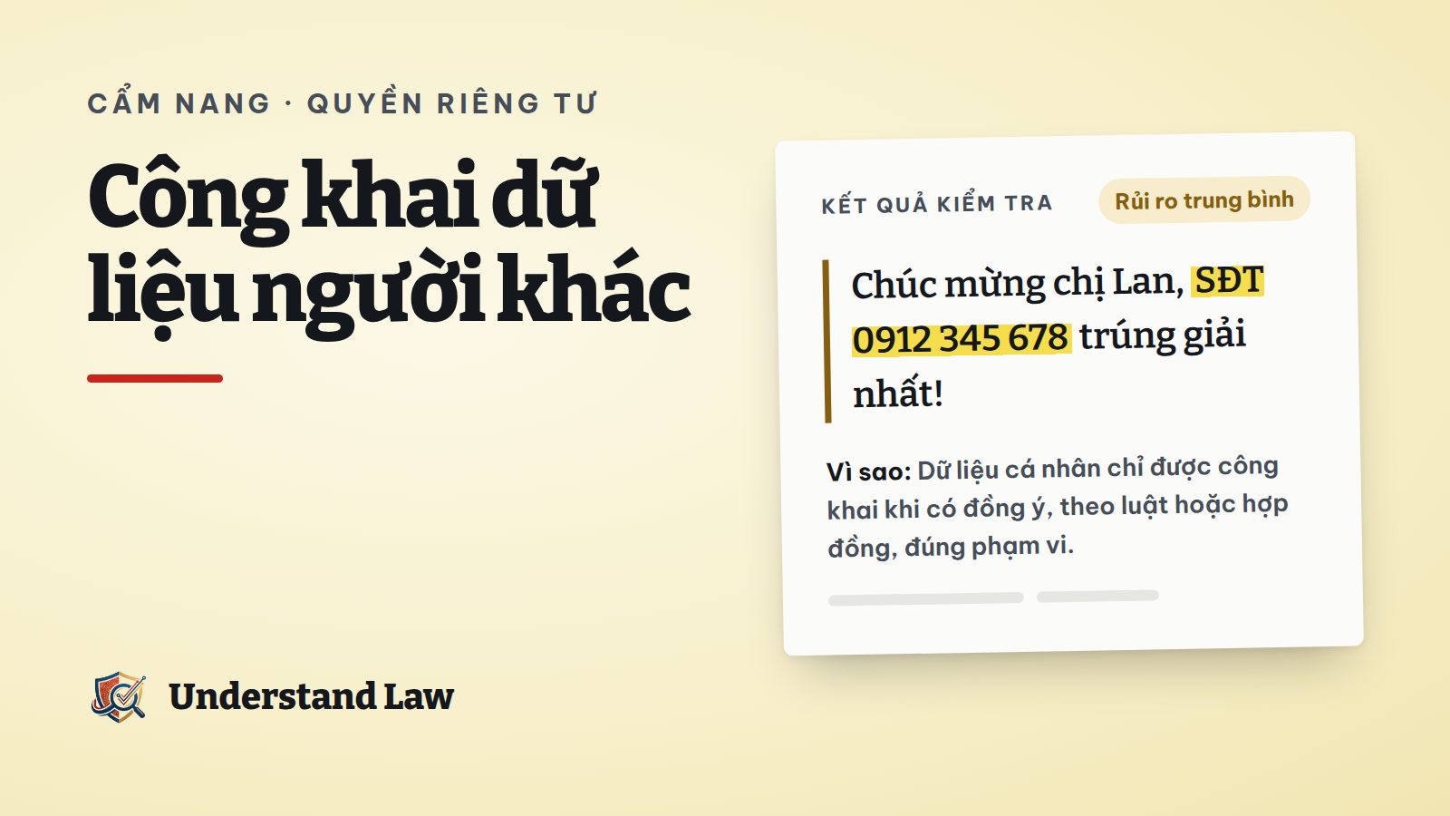 Thẻ kết quả kiểm tra cho bài công bố người trúng thưởng kèm số điện thoại
