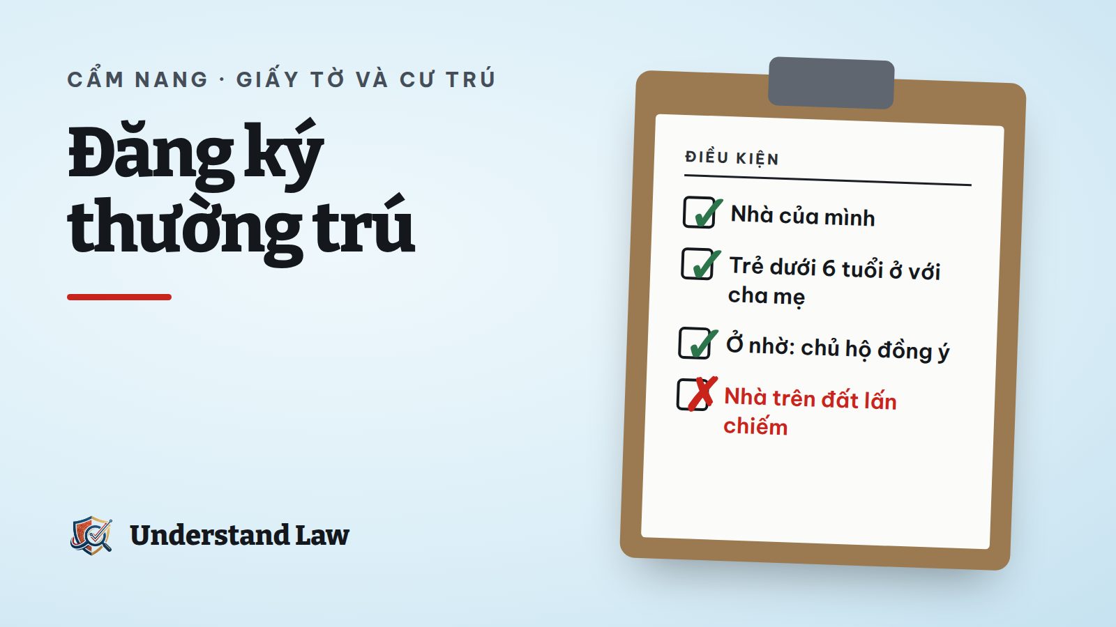 Ngôi nhà nhỏ với gia đình ba người và tờ đơn đăng ký
