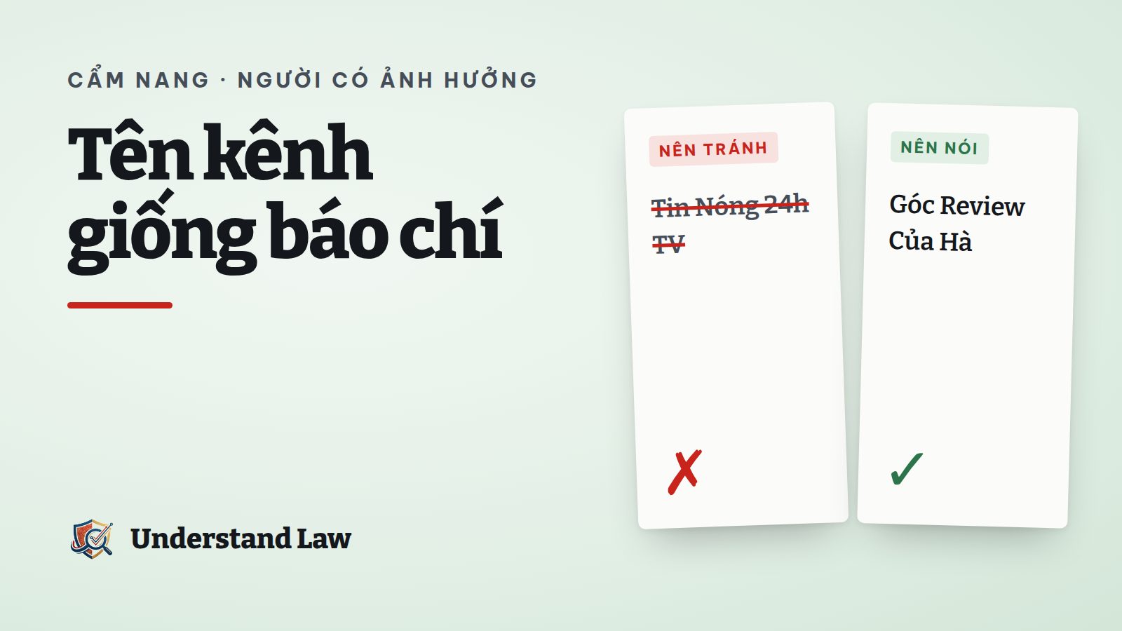 Hai thẻ so sánh tên kênh nên tránh và nên dùng