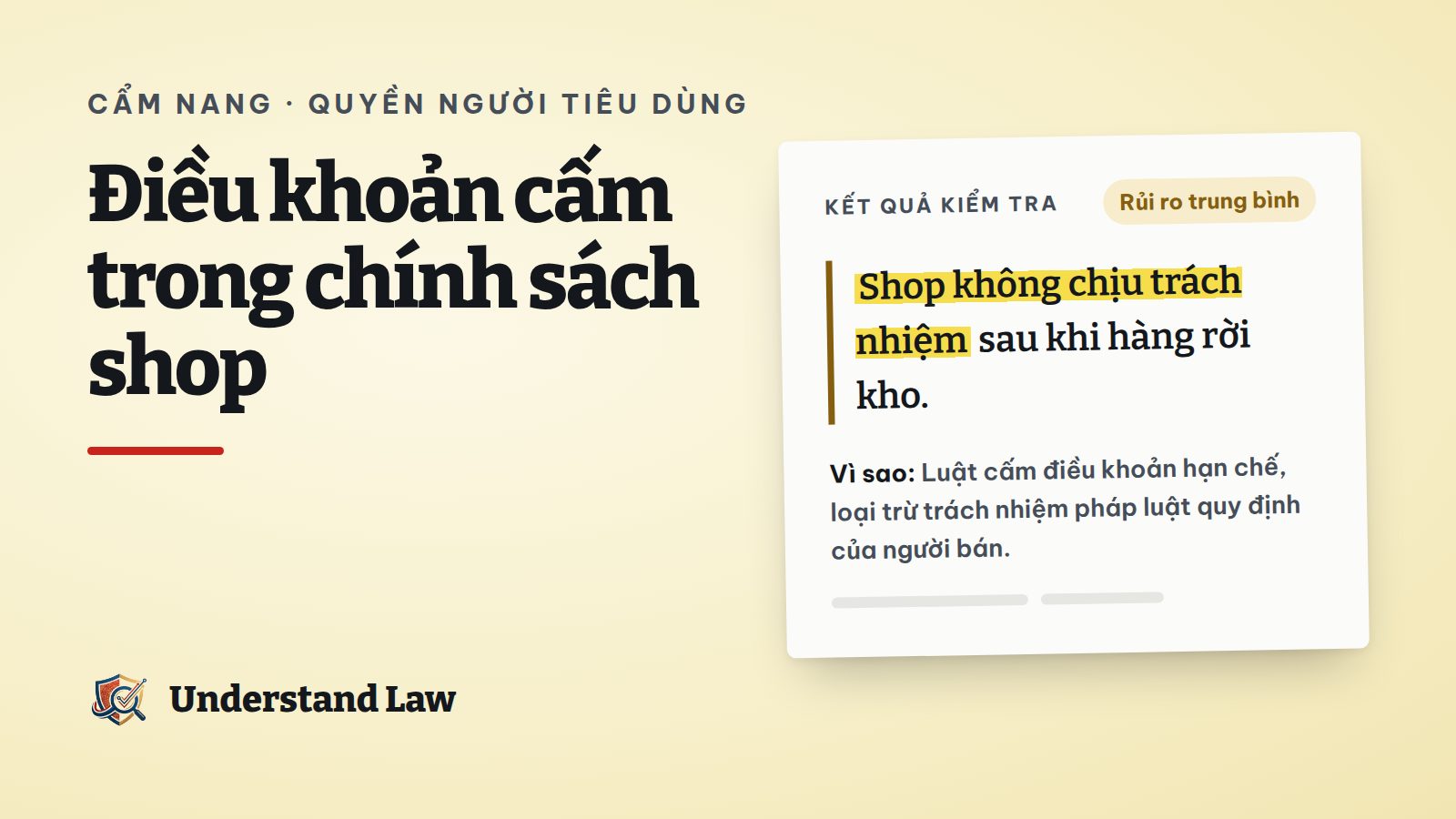 Thẻ kết quả kiểm tra cho câu shop không chịu trách nhiệm sau khi giao hàng