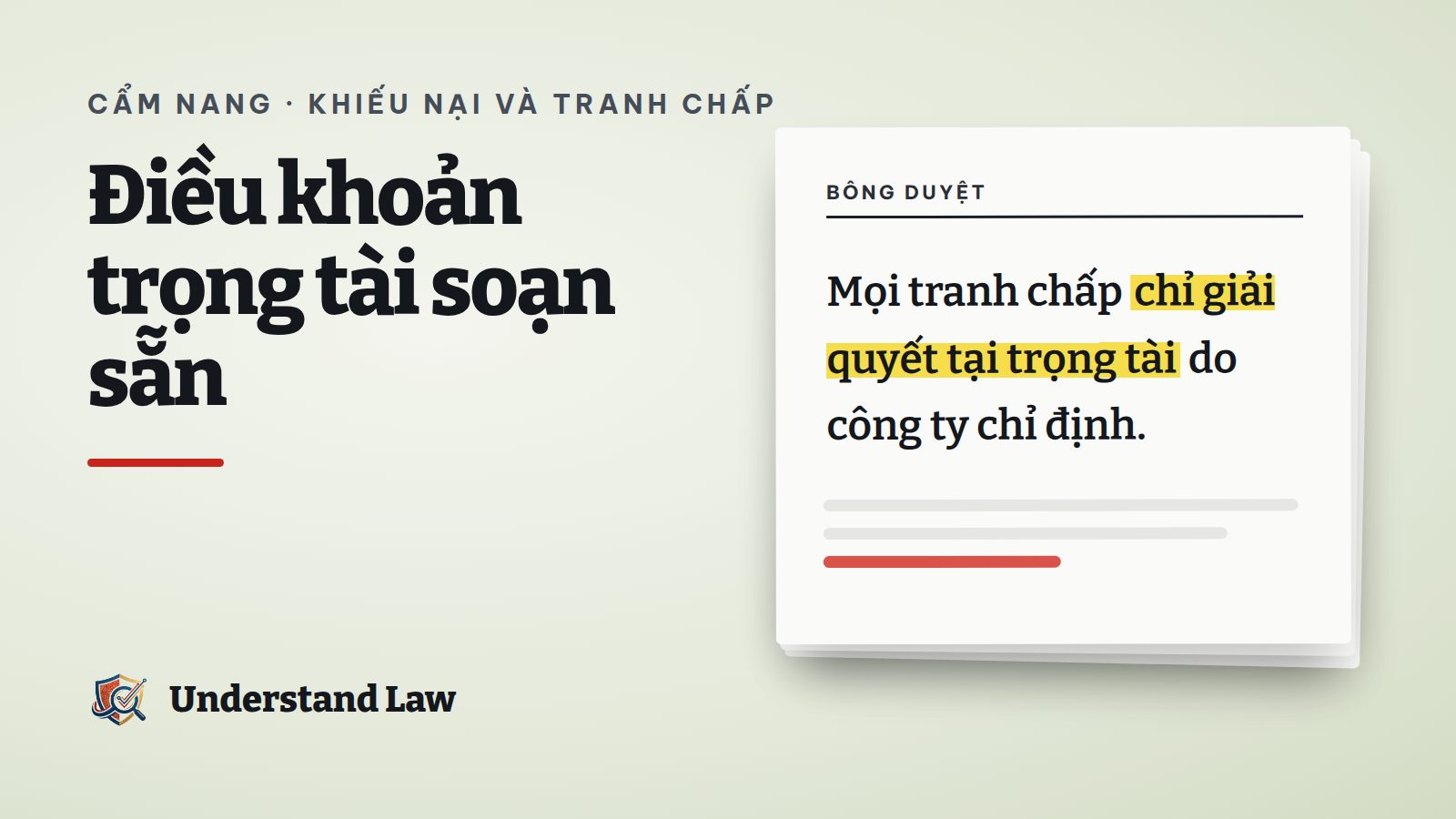 Tờ bông duyệt với câu mọi tranh chấp giải quyết tại trọng tài được tô vàng
