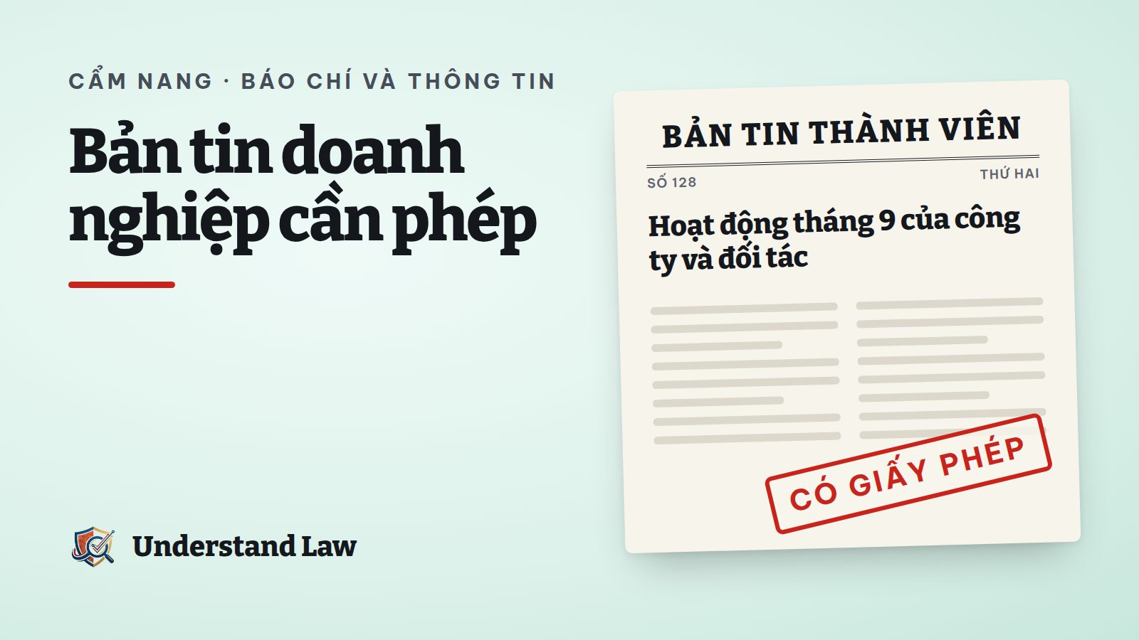 Trang bản tin nội bộ của doanh nghiệp với dấu giấy phép xuất bản