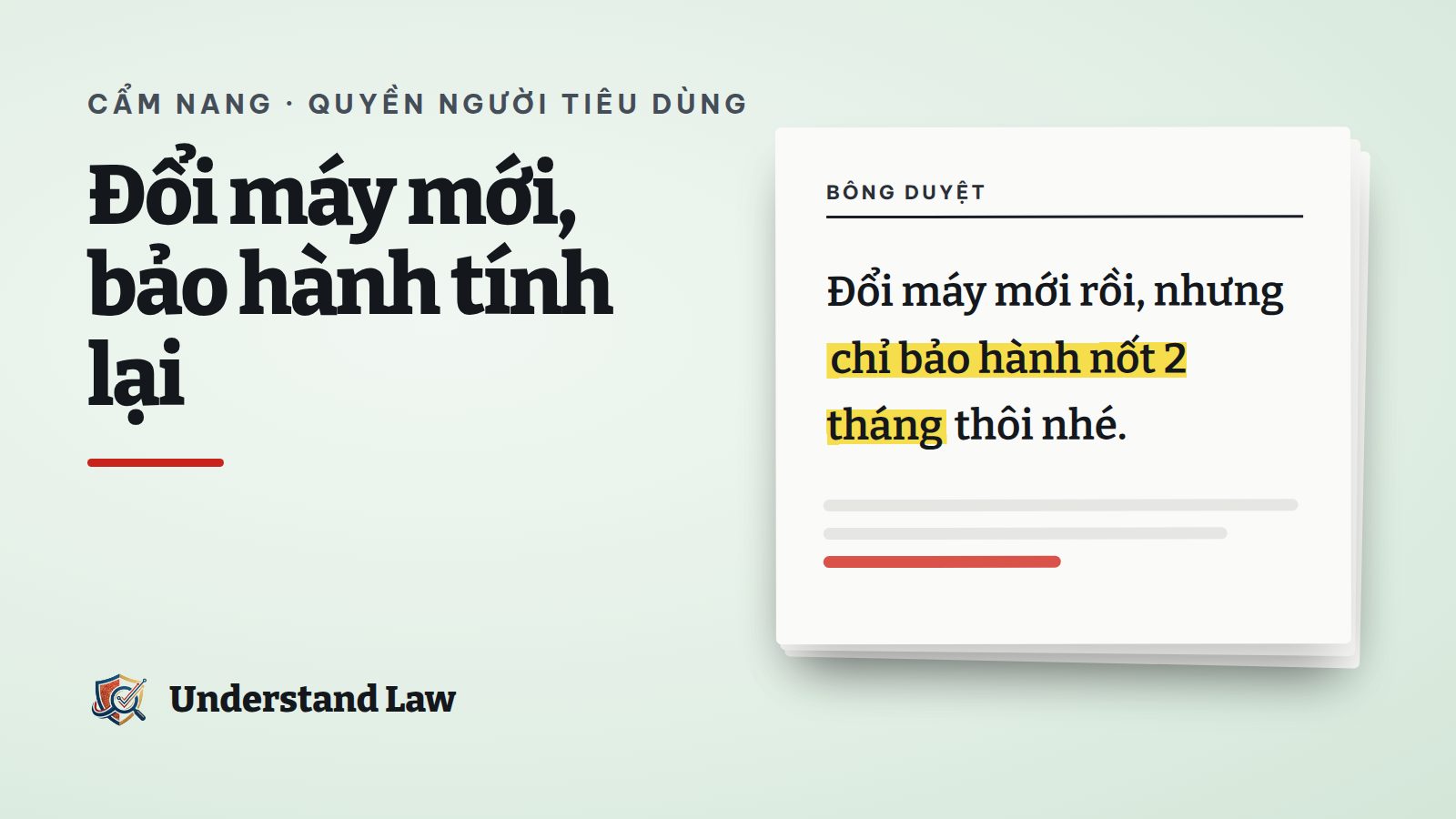 Tờ bông duyệt với câu chỉ bảo hành nốt 2 tháng còn lại được tô vàng