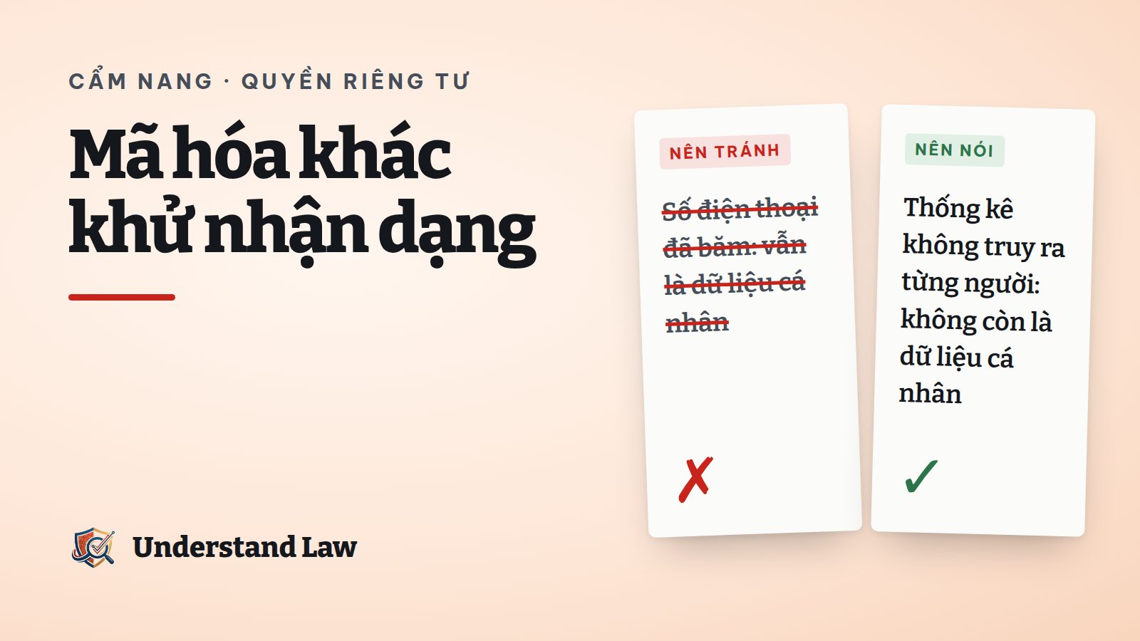 So sánh dữ liệu mã hóa và dữ liệu khử nhận dạng