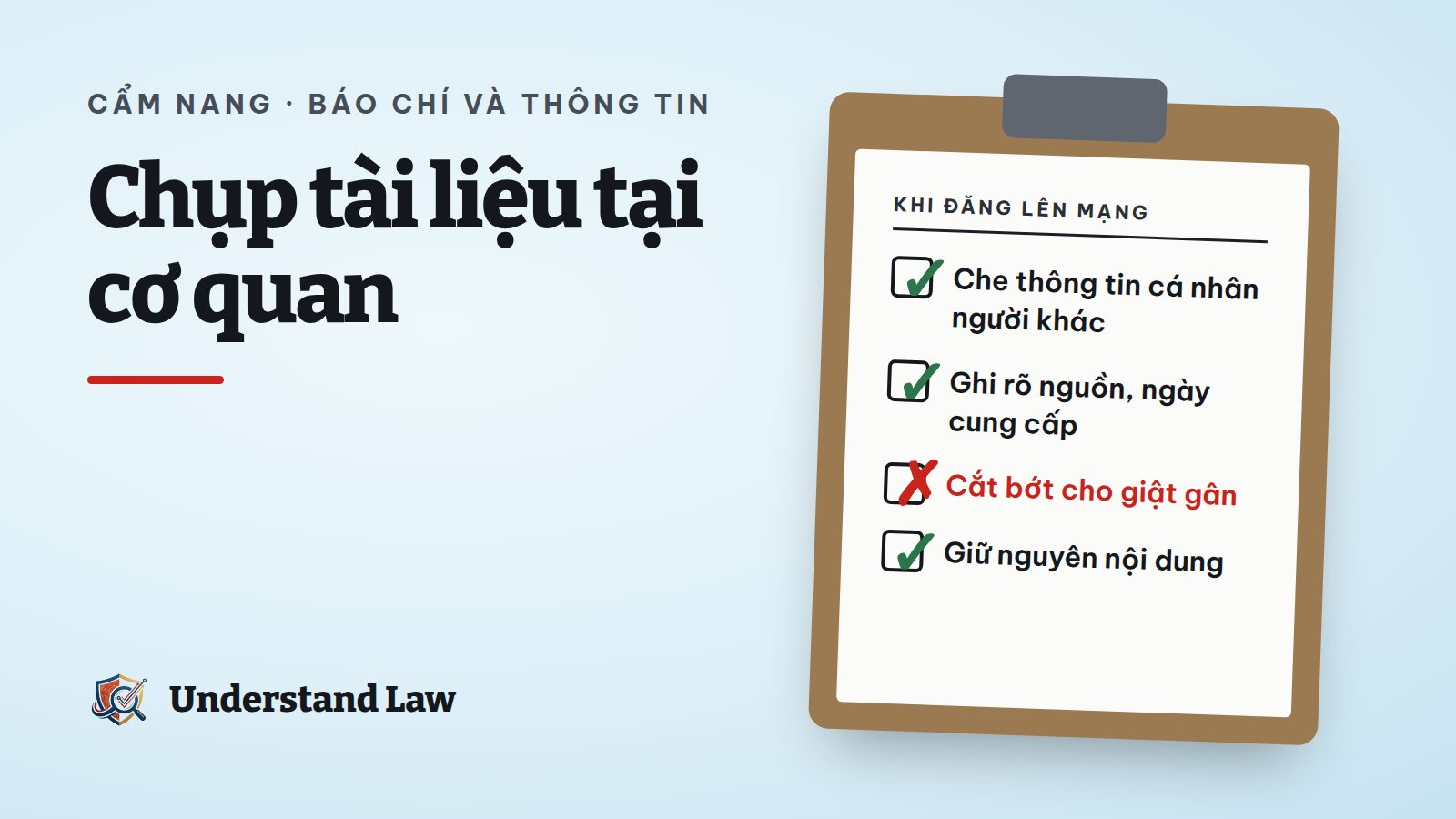 Bảng kiểm khi chụp tài liệu tại cơ quan và đăng lên mạng