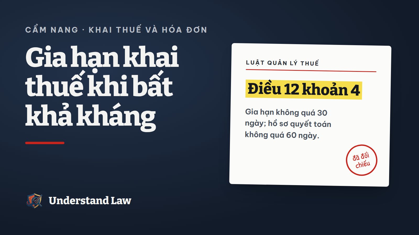 Thẻ trích Luật Quản lý thuế về gia hạn nộp hồ sơ khai thuế khi bất khả kháng