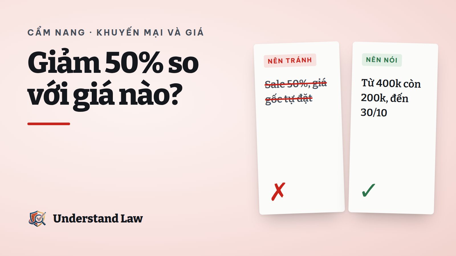 Hai thẻ so sánh cách ghi giảm giá nên tránh và nên dùng