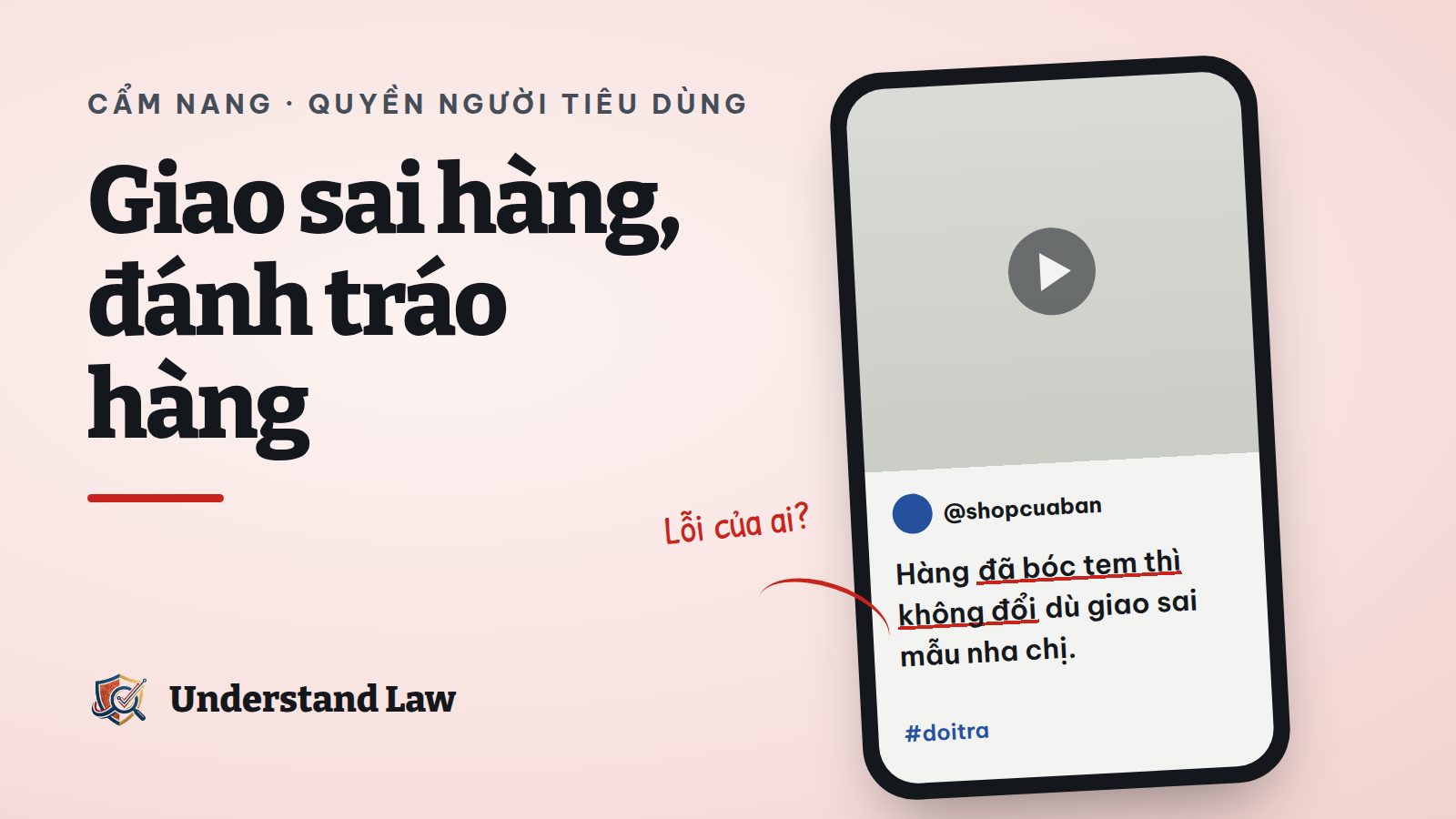 Khung điện thoại với tin nhắn shop từ chối đổi hàng giao sai