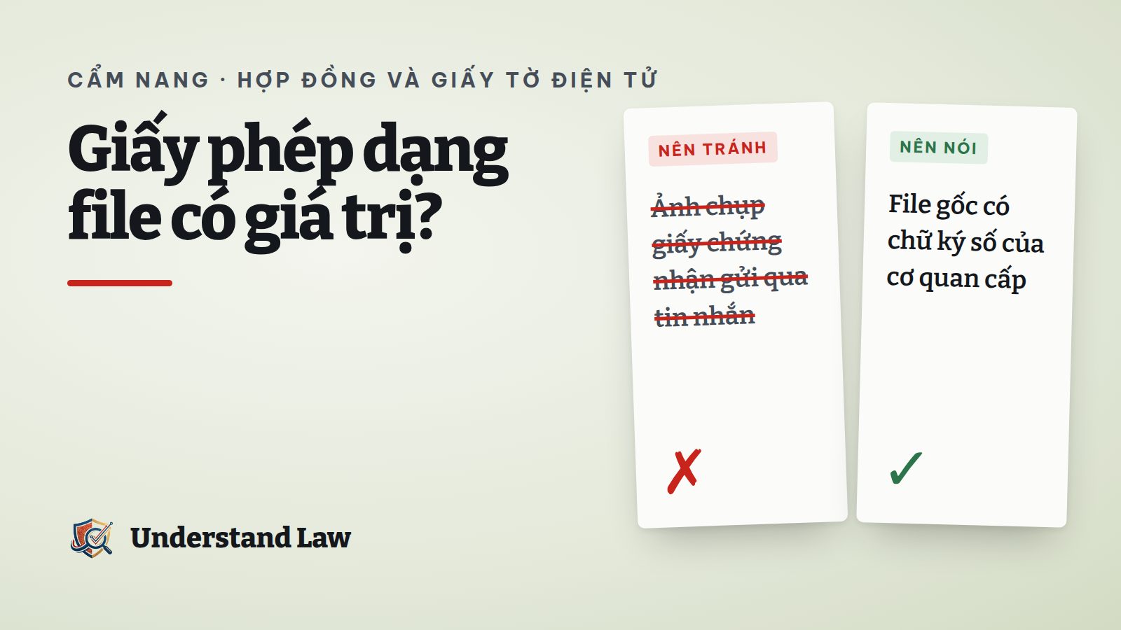 Hai cột so sánh ảnh chụp giấy phép và file chứng thư điện tử có chữ ký số