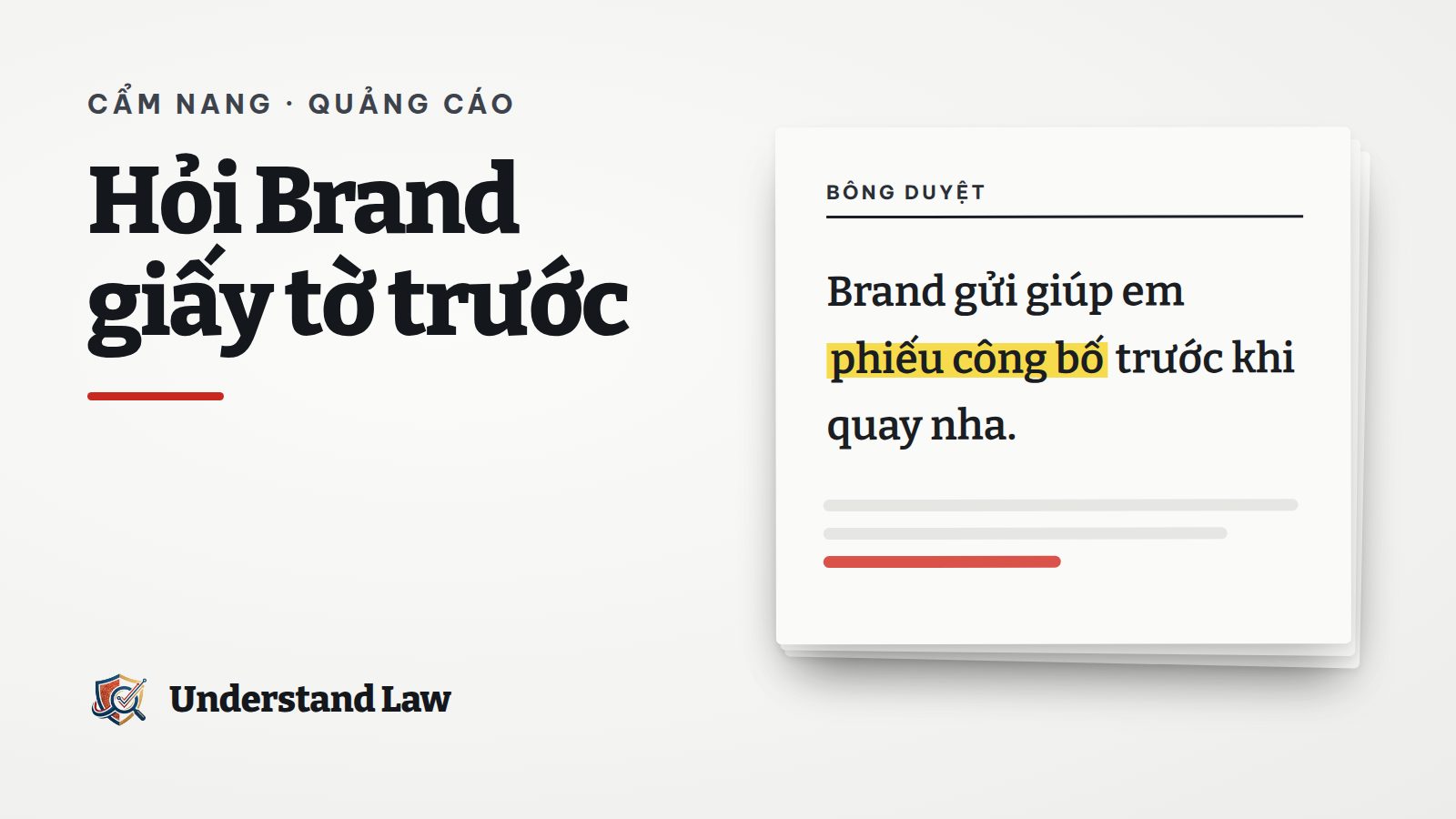 Tờ bông duyệt với câu hỏi Brand về phiếu công bố sản phẩm được tô vàng