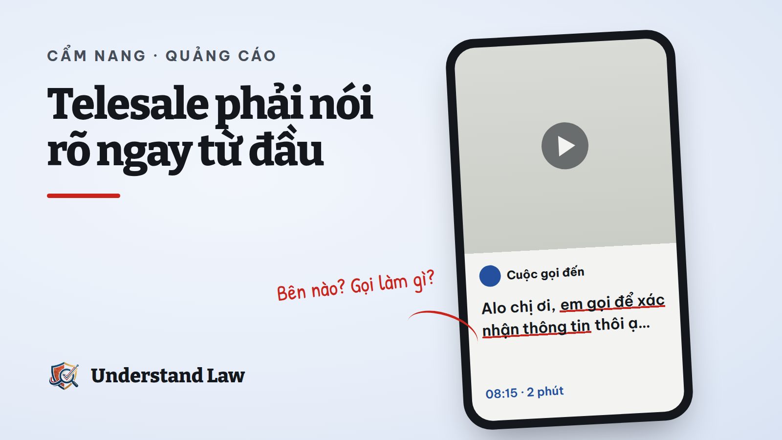 Khung điện thoại với câu mở đầu cuộc gọi chào hàng mập mờ