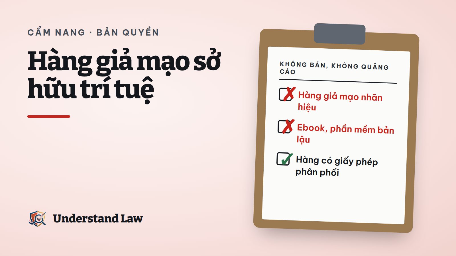 Bảng kẹp giấy phân loại ba loại hàng giả mạo về sở hữu trí tuệ