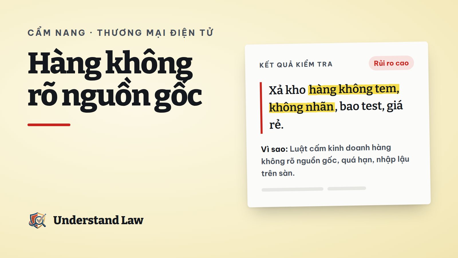 Thẻ kết quả kiểm tra rủi ro cao cho câu hàng không tem không nhãn