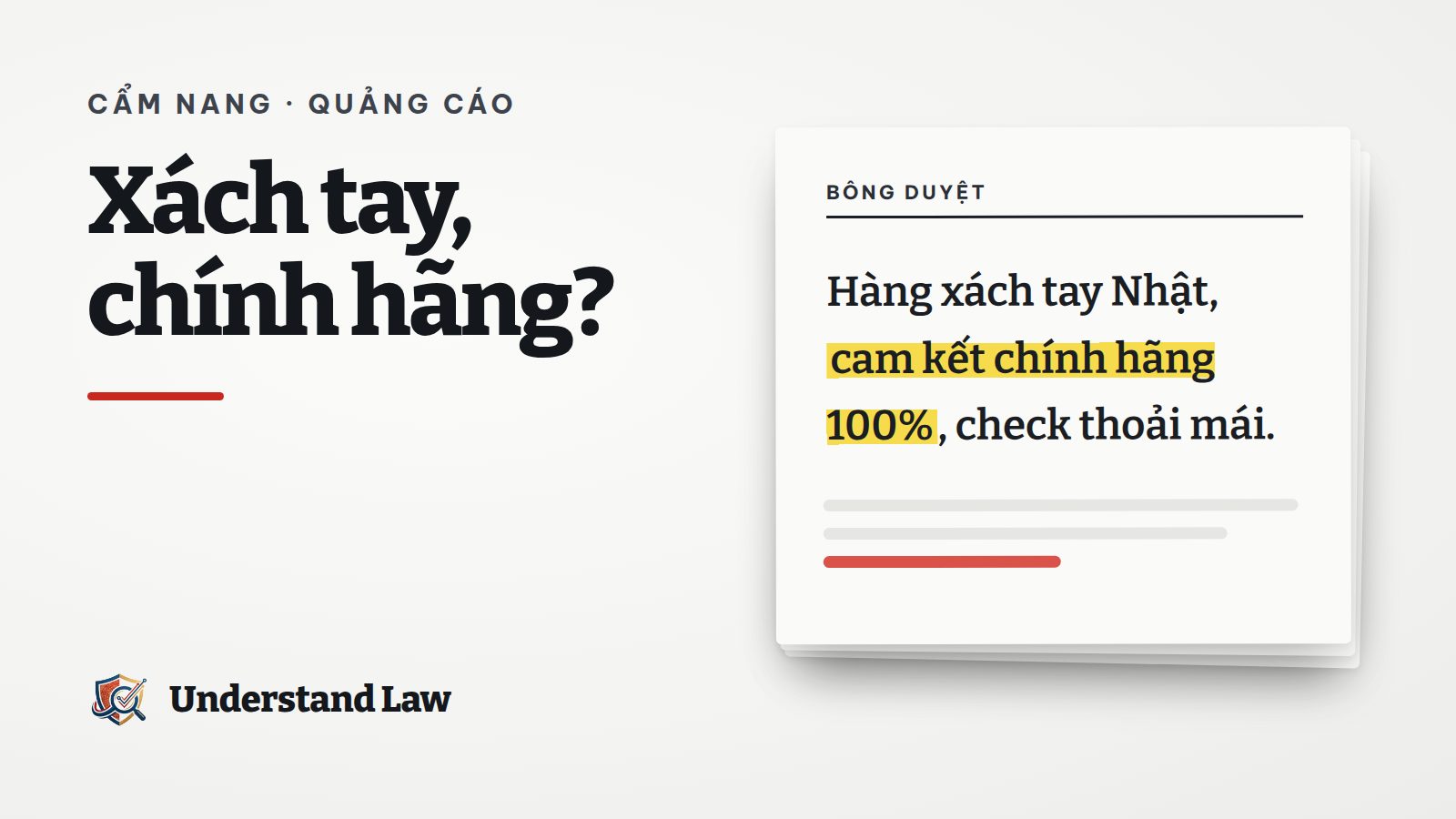 Tờ bông duyệt với câu cam kết chính hãng 100% được tô vàng