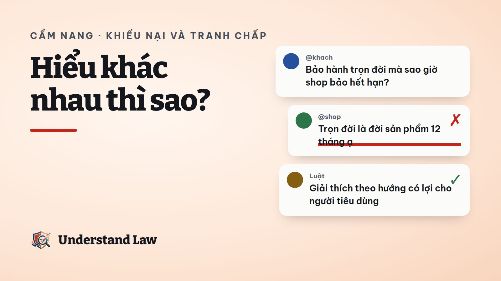 Hai bong bóng hội thoại hiểu khác nhau về chữ bảo hành trọn đời