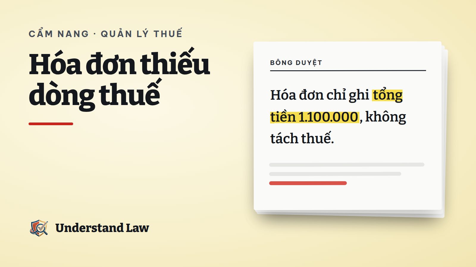 Tờ hóa đơn có dòng thuế bị bỏ trống được khoanh đỏ