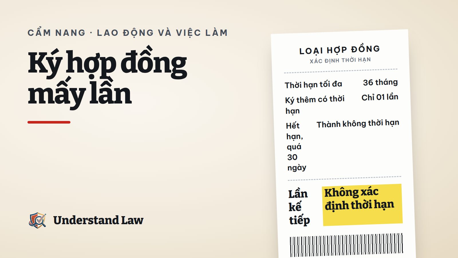 Ba tờ hợp đồng xếp chồng với tờ thứ ba ghi không xác định thời hạn
