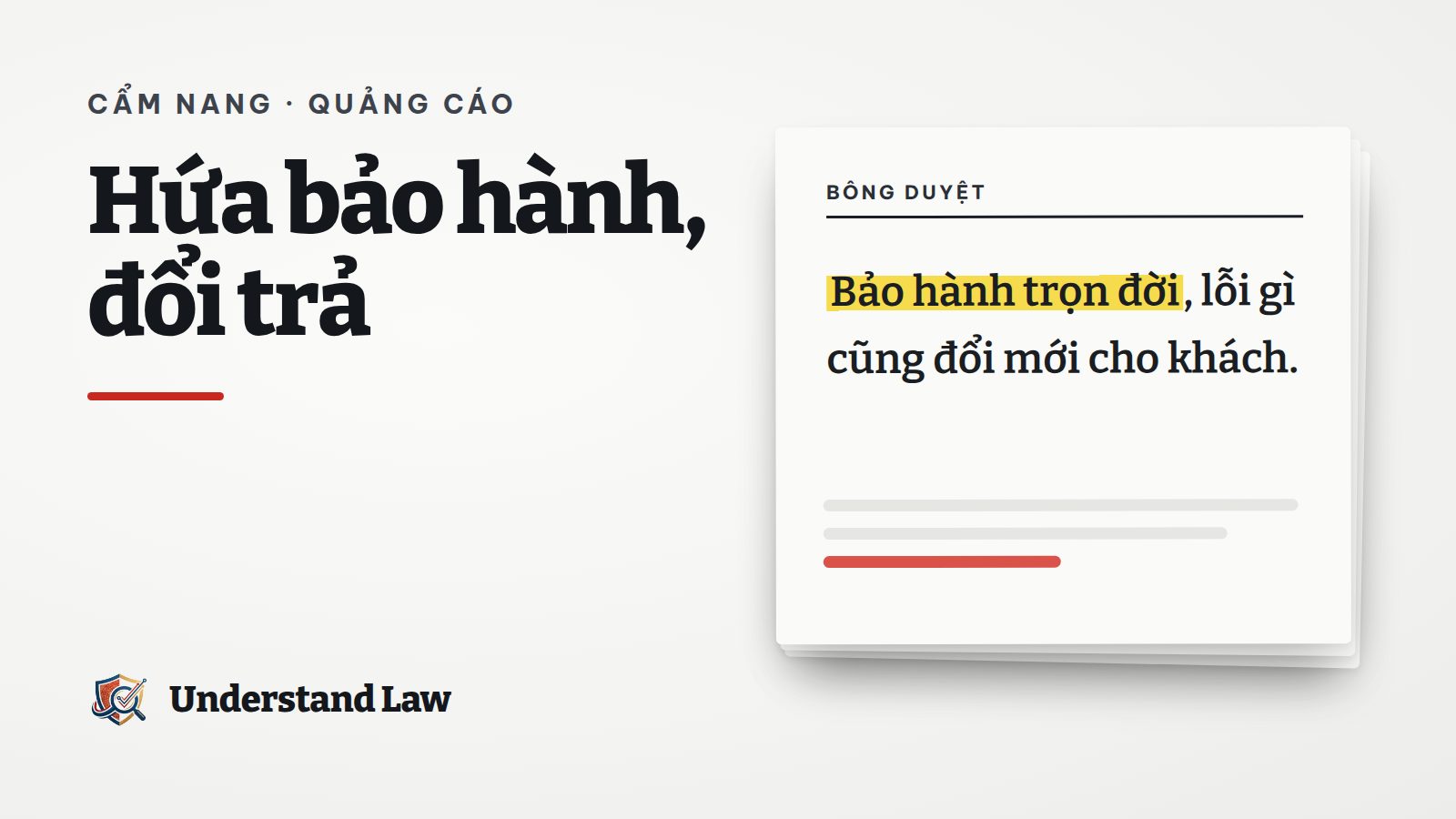 Tờ bông duyệt với câu bảo hành trọn đời được tô vàng