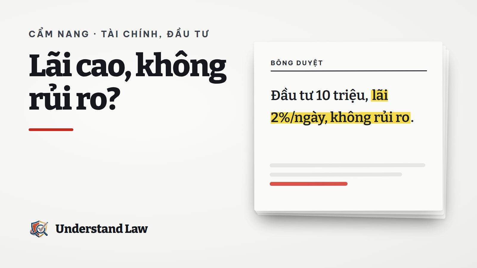 Tờ bông duyệt với câu lãi 2% mỗi ngày không rủi ro được tô vàng