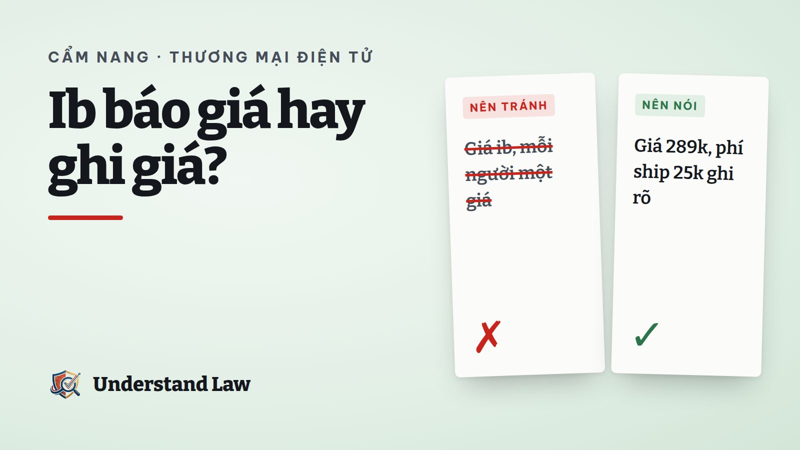Hai thẻ so sánh cách ghi giá nên tránh và nên dùng