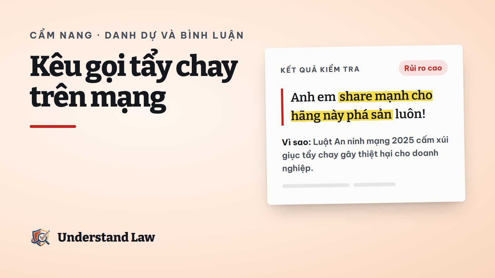 Kết quả kiểm tra rủi ro cao cho câu kêu gọi tẩy chay cho thương hiệu phá sản