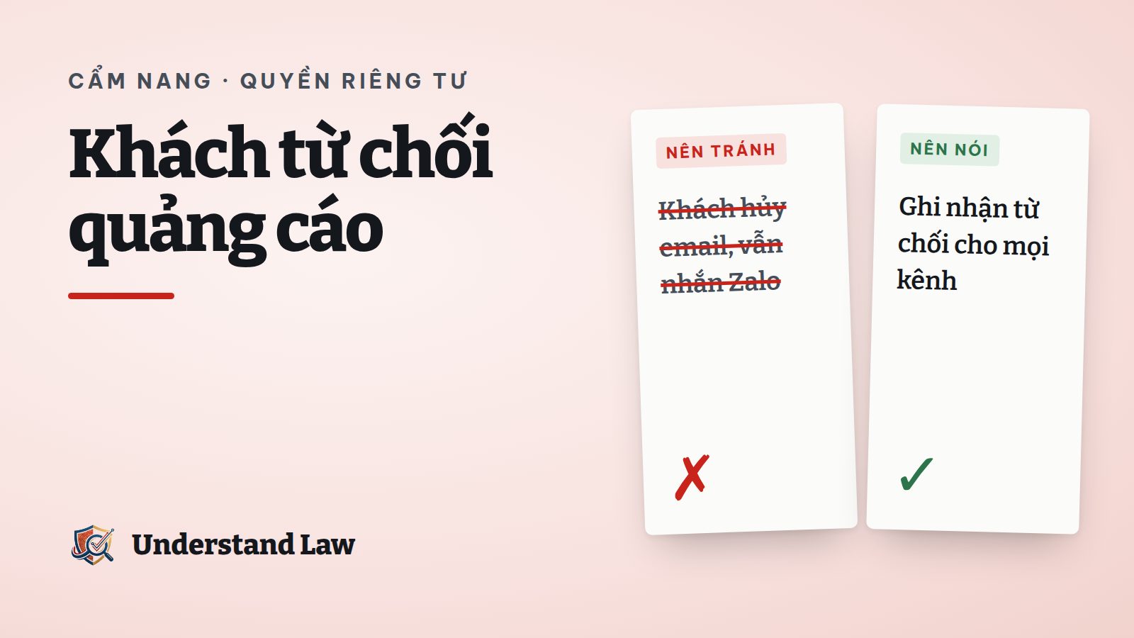 Hai thẻ so sánh cách xử lý khi khách từ chối quảng cáo