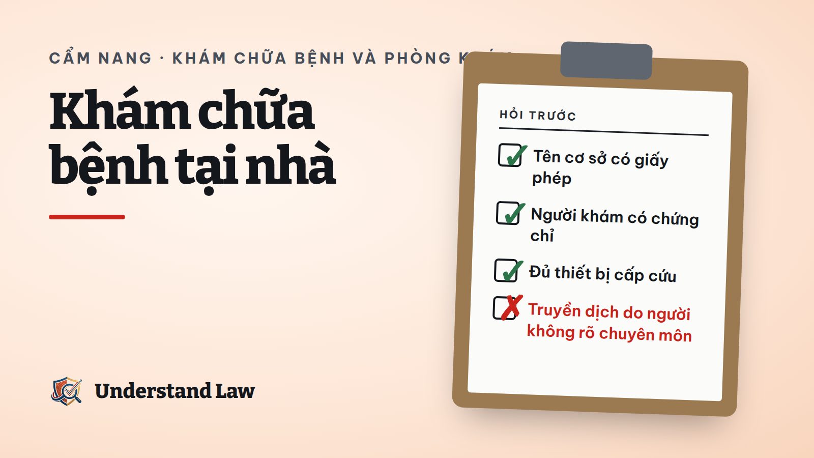 Nhân viên y tế đến nhà với túi dụng cụ có logo cơ sở