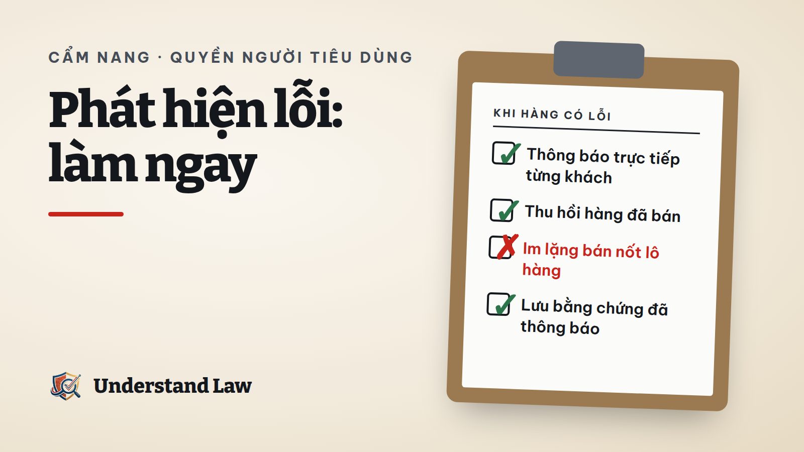 Bảng kiểm khi phát hiện sản phẩm có khuyết tật