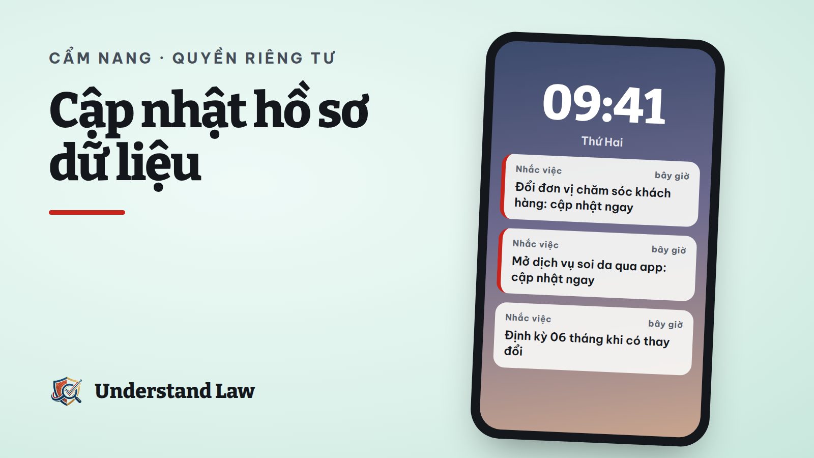Lịch nhắc cập nhật hồ sơ dữ liệu mỗi 6 tháng