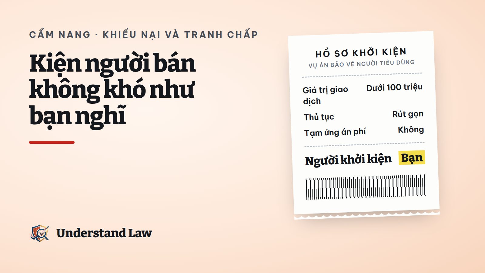 Bảng kê tham khảo cho thấy người tiêu dùng không phải nộp tạm ứng án phí