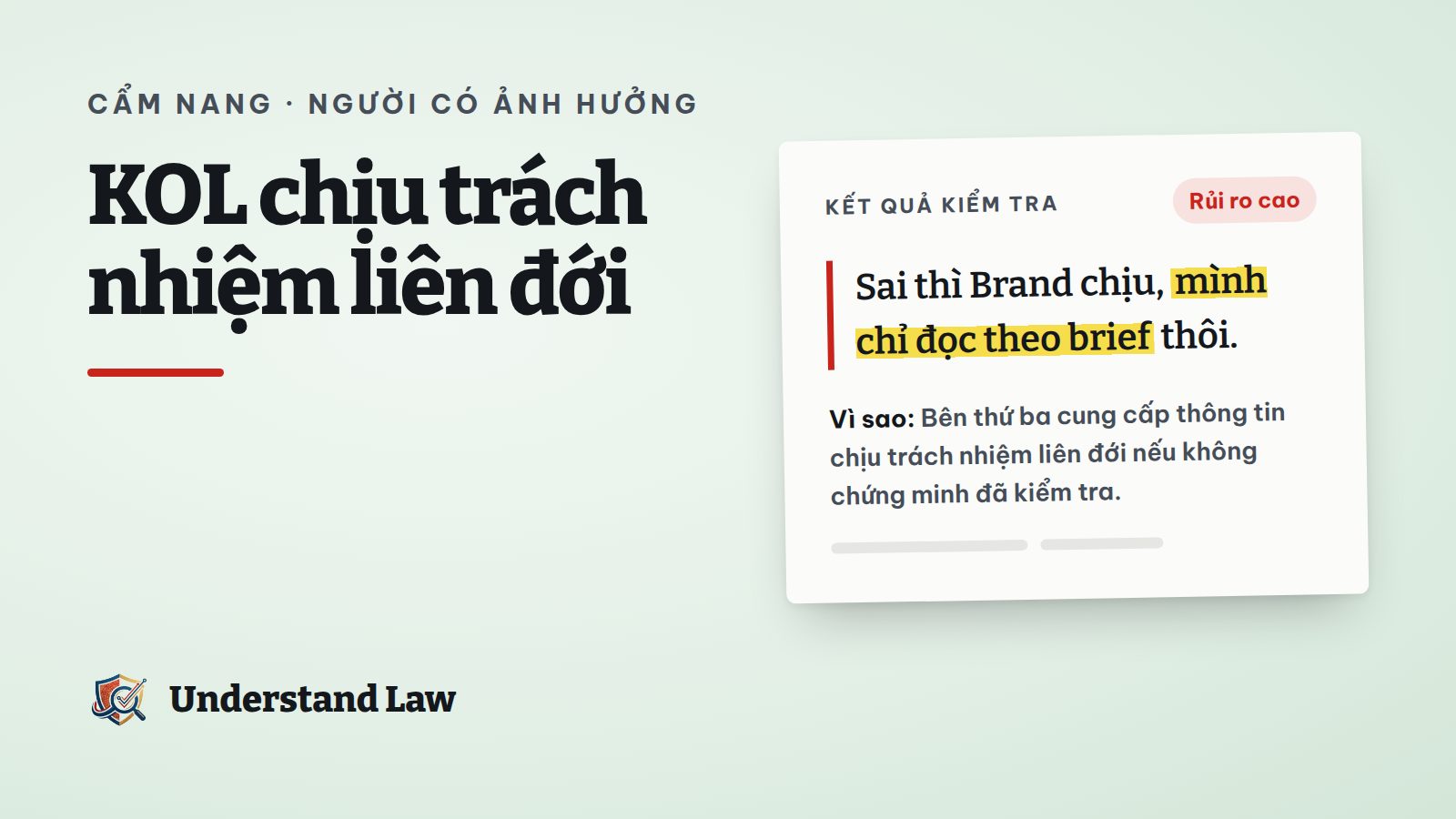 Thẻ kết quả kiểm tra cho câu tôi chỉ đọc theo brief