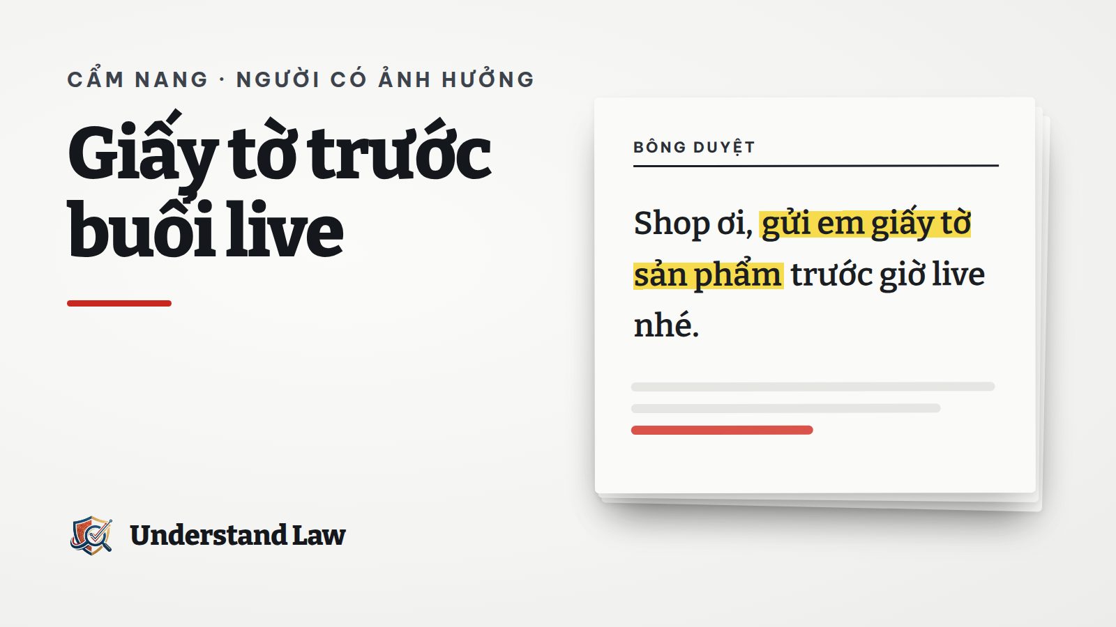 Tờ bông duyệt với câu shop gửi giấy tờ trước khi live được tô vàng
